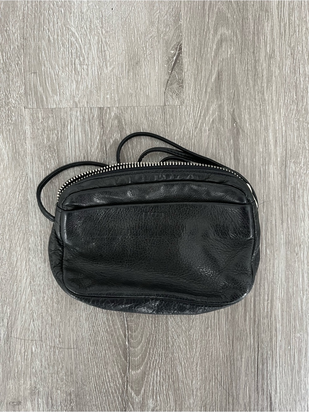 BAGGU Black Leather Crossbody Bag